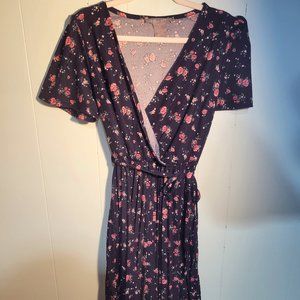 NWT Lark + Grey Midi Floral pleated skirt dress sz: Petite Large